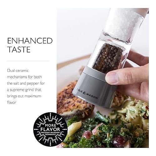  Cole & Mason Lincoln Duo Salt and Pepper Grinder Combo, Acrylic Combination Mill Includes Premium Salt and Peppercorns