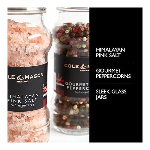  Cole & Mason Luxury Gift Salt & Pepper Refill - Himalayan Pink Salt & Gourmet Peppercorns - Grinder Refills for Kitchen Accessories