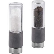 Cole & Mason H321803 Regent Salt and Pepper Mills | Precision+ Stemless | Concrete/Stainless Steel/Acrylic | 180mm | Gift Set | Includes 2 x Salt and Pepper Grinders | Lifetime Mechanism Guarantee