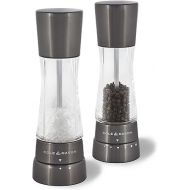 Cole & Mason Derwent Gunmetal Salt and Pepper Mills, Adjustable Grind Settings, Gourmet Precision+, Stainless Steel/Acrylic, 190 mm, Gift Set, Includes 2 x Salt and Pepper Grinders