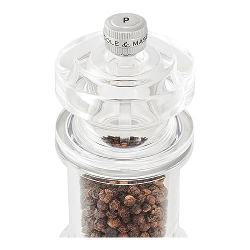  Cole & Mason 675 Salt and Pepper Mill Set, Precision+/Ceramic Mechanisms, Adjustable Salt and Pepper Grinders, Acrylic, 118mm, Cooking/Seasoning, Lifetime Mechanism Guarantee, H233077