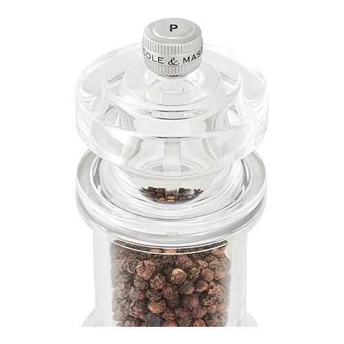  Cole & Mason 605 Salt and Pepper Mill Set, Precision+/Ceramic Mechanisms, Adjustable Salt and Pepper Grinders, Acrylic, 144mm, Cooking/Seasoning, Lifetime Mechanism Guarantee, H233074