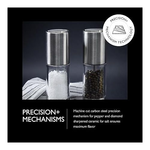  Cole & Mason H56390P Oslo Salt and Pepper Mills, Precision+, Stainless Steel/Acrylic, 185 mm, Gift Set, Includes 1 Salt and 1 Pepper Grinders