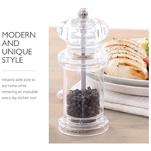  COLE & MASON 505 Pepper Grinder- Acrylic Mill Includes Precision Mechanism and Premium Peppercorns