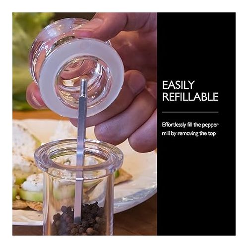  COLE & MASON 505 Pepper Grinder- Acrylic Mill Includes Precision Mechanism and Premium Peppercorns