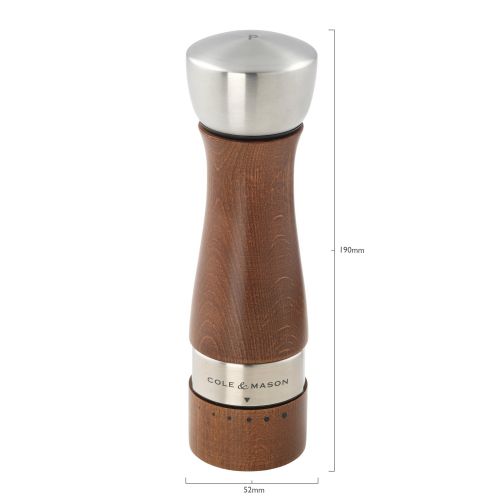  Cole & Mason 190 mm Dark Wood and Stainless Steel Oldbury Gourmet Precision Pepper Mill, Brown