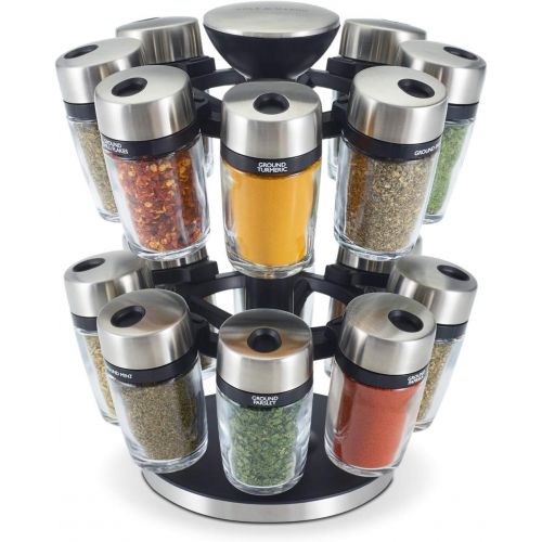  Cole & Mason 16 Jar Herb & Spice Carousel, 10, Black/Stainless Steel