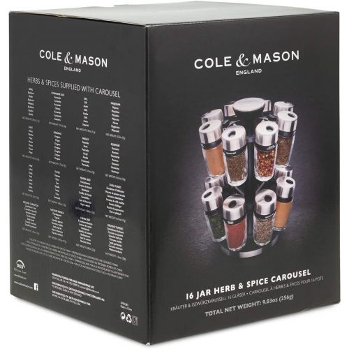  Cole & Mason 16 Jar Herb & Spice Carousel, 10, Black/Stainless Steel