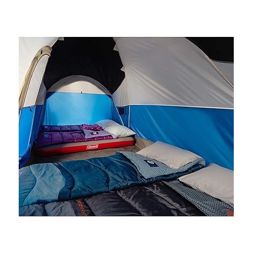 콜맨 Coleman Montana Camping Tent, 6/8 Person Family Tent with Included Rainfly, Carry Bag, and Spacious Interior, Fits Multiple Queen Airbeds and Sets Up in 15 Minutes