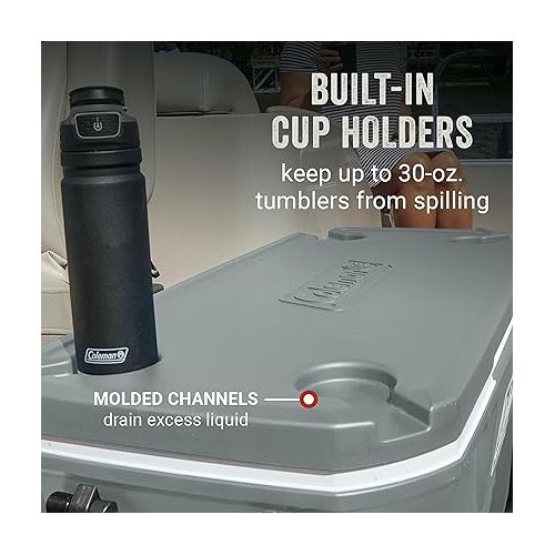 콜맨 Coleman 316 Series Insulated Portable Cooler with Heavy Duty Wheels, Leak-Proof Wheeled Cooler with 100+ Can Capacity, Keeps Ice for up to 5 Days, Great for Beach, Camping, Tailgating, Sports, & More