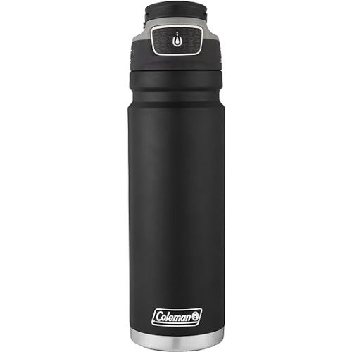 콜맨 Coleman FreeFlow Vacuum-Insulated Stainless Steel Water Bottle with Leak-Proof Lid, 24oz/40oz Bottle with Button-Operated Lid & Carry Handle, Keeps Drinks Hot or Cold for Hours