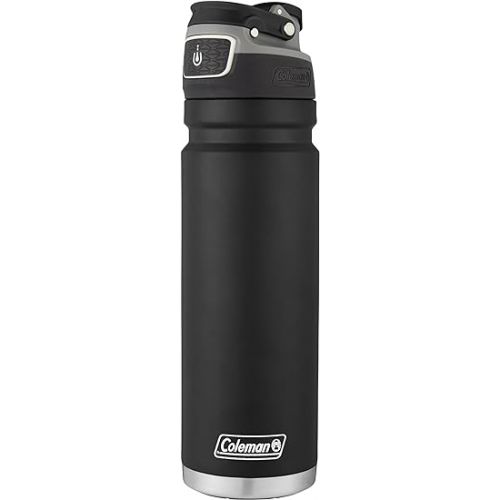 콜맨 Coleman FreeFlow Vacuum-Insulated Stainless Steel Water Bottle with Leak-Proof Lid, 24oz/40oz Bottle with Button-Operated Lid & Carry Handle, Keeps Drinks Hot or Cold for Hours