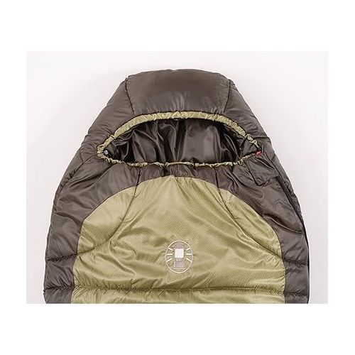 콜맨 Coleman North Rim Cold-Weather Mummy Sleeping Bag, 0°F Sleeping Bag for Big & Tall Adults, No-Snag Zipper with Adjustable Hood for Warmth and Ventilation