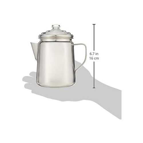 콜맨 Coleman Stainless Steel Percolator Coffee Pot, 12-Cup Capacity Lightweight Coffee Percolator, No Filter Needed, Durable Outdoor Coffee Maker for Camping, Backpacking, RV, Stovetop, Campfire, & More