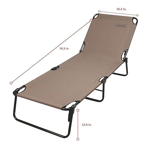 콜맨 Coleman Converta Outdoor Folding Cot, Strong Steel Frame Supports Campers up to 6ft 2in or 225lbs, 4 Back & 2 Foot Positions Folds Compactly to Fit in Trunk