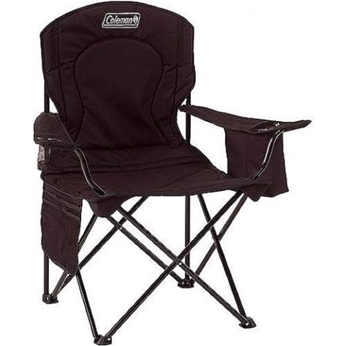 콜맨 Coleman Portable Camping Chair with 4-Can Cooler, Fully Cushioned Seat and Back with Side Pocket and Cup Holder, Carry Bag Included, Collapsible Chair for Camping, Tailgates, Beach, and Sports