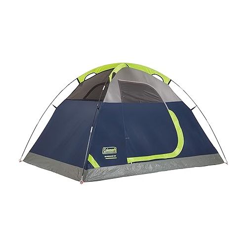 콜맨 Coleman Sundome Camping Tent, 2/3/4/6 Person Dome Tent with Snag-Free Poles for Easy Setup in Under 10 Mins, Included Rainfly Blocks Wind & Rain, Tent for Camping, Festivals, Backyard, Sleepovers