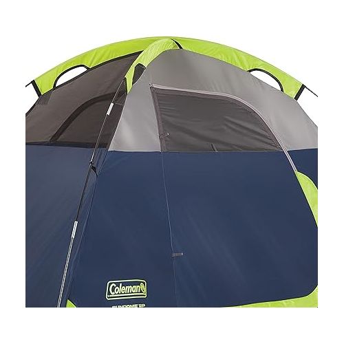 콜맨 Coleman Sundome Camping Tent, 2/3/4/6 Person Dome Tent with Snag-Free Poles for Easy Setup in Under 10 Mins, Included Rainfly Blocks Wind & Rain, Tent for Camping, Festivals, Backyard, Sleepovers