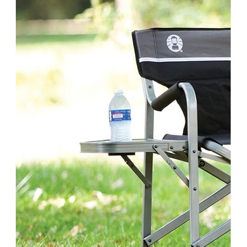 콜맨 Coleman Portable Camping Chair with Side Table & Cup Holder, Lightweight Folding Deck Chair with Padded Armrests & Cushioned Back, Great for Camping, Tailgating, Patio, Sports, & More