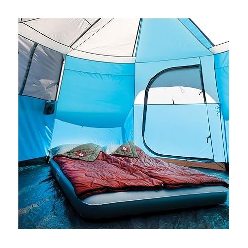 콜맨 Coleman Octagon 98 Camping Tent, 8-Person Weatherproof Family Tent with Included Rainfly, Carry Bag, Privacy Wall, and Strong Frame that can Withstand Winds up to 35 MPH