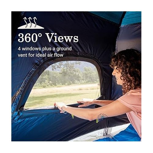 콜맨 Coleman Camp Burst 4-Person Camping Tent, Umbrella-Style Pop-Up Tent with 45s Easy Setup, Dark Room Option Available, Tub Floor and Taped Seams Keep You Dry, 360° Views