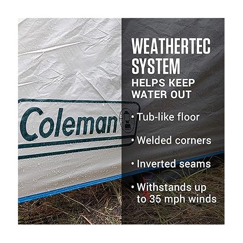 콜맨 Coleman Cabin Camping Tent with Screened Porch, 4/6 Person Weatherproof Tent with Enclosed Screened Porch Option, Includes Rainfly, Carry Bag, Extra Storage, and 10 Minute Setup