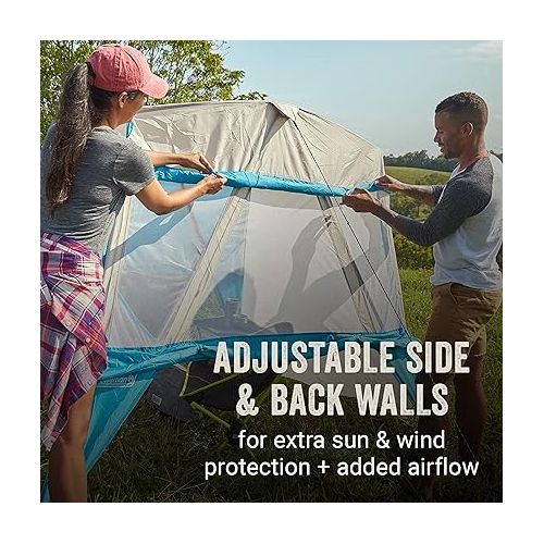 콜맨 Coleman Portable 7x7ft Backpack Sun Shelter, Lightweight Adjustable Sun Shade with Easy Setup Pre-Attached Poles, Ideal for Beach, Park & Sidelines