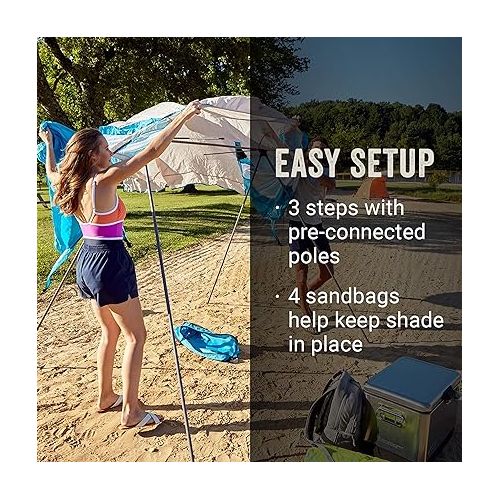 콜맨 Coleman Portable 7x7ft Backpack Sun Shelter, Lightweight Adjustable Sun Shade with Easy Setup Pre-Attached Poles, Ideal for Beach, Park & Sidelines