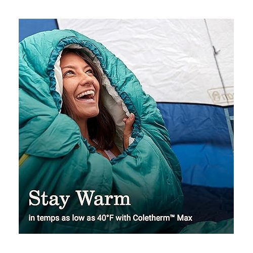 콜맨 Coleman Big Bay Mummy Sleeping Bag, Cool-Weather 0°F/20°F/40°F Camping Sleeping Bag for Adults with Foot Ventilation and Compression Stuff Sack, Big & Tall