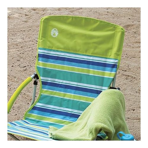 콜맨 Coleman Utopia Breeze Beach Chair, Lightweight & Folding Beach Chair with Cup Holder, Seatback Pocket, & Relaxed Design; 21-inch Seat Supports up to 250lbs