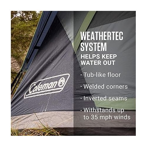 콜맨 Coleman Skydome Camping Tent, 2/4/6/8 Person Weatherproof Tent with 5 Minute Setup, Includes Pre-Attached Poles, Rainfly, Carry Bag & Roomy Interior