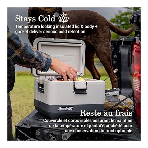 콜맨 Coleman Pro Heavy-Duty Insulated 9-Quart Hard Cooler Lunchbox, Durable Portable Cooler for Rugged Outdoor & Jobsite Use, Anchor Points for Secure Transportation