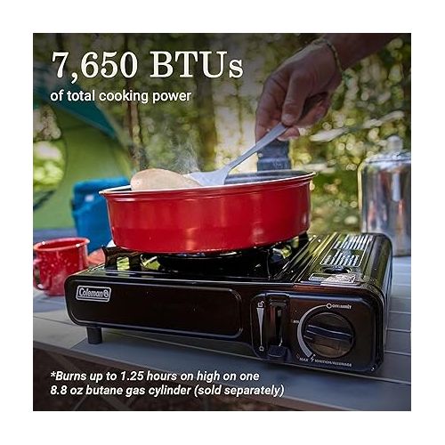 콜맨 Coleman Classic 1-Burner Butane Stove, Portable Camping Stove with Carry Case & Push-Button Starter, Includes Precise Temperature Control & 7,650 BTUs of Power for Camping, Tailgating, & More