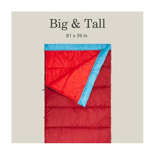 콜맨 Coleman Flatlands 30°F/35°F/40°F/45°F/50°F Sleeping Bag with Big & Tall & Double Bag Options, Made from 100% Recycled Material, Cool Weather Sleeping Bag Great for Camping, Backpacking, Sleepovers