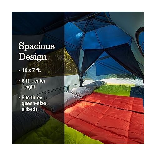 콜맨 Coleman Skydome Camping Tent with LED Lights, Weatherproof 4/8 Person Family Tent Includes Pre-Attached Poles, Rainfly, Carry Bag, Ventilation and LED Lighting System, Sets Up in 5 Minutes