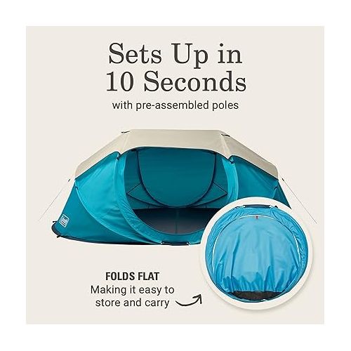 콜맨 Coleman Pop-Up Camping Tent with Instant Setup, 2/4 Person Tent Sets Up in 10 Seconds with Pre-Assembled Poles, Adjustable Rainfly, & Taped Floor Seams