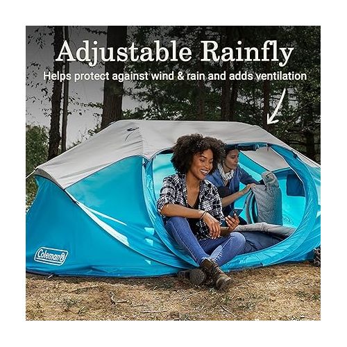 콜맨 Coleman Pop-Up Camping Tent with Instant Setup, 2/4 Person Tent Sets Up in 10 Seconds with Pre-Assembled Poles, Adjustable Rainfly, & Taped Floor Seams