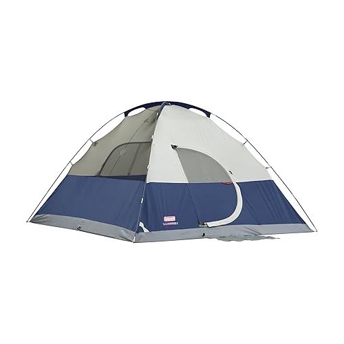 콜맨 Coleman Elite Sundome Camping Tent with LED Lights, Weatherproof 6-Person Tent with Included Rainfly & Frame that can Withstand 35 MPH Winds, Built-In LED Lighting System with 3 Brightness Settings