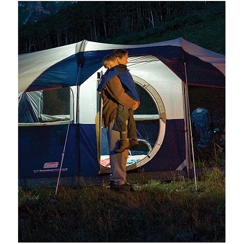 콜맨 Coleman Elite Sundome Camping Tent with LED Lights, Weatherproof 6-Person Tent with Included Rainfly & Frame that can Withstand 35 MPH Winds, Built-In LED Lighting System with 3 Brightness Settings