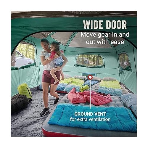 콜맨 Coleman Skylodge 12-Person Camping Tent with Screened Porch, Weatherproof Family Tent Includes Color-Coded Poles, Screened-in Porch, Sturdy Rainfly, and Fits 4 Queen-Sized Airbeds