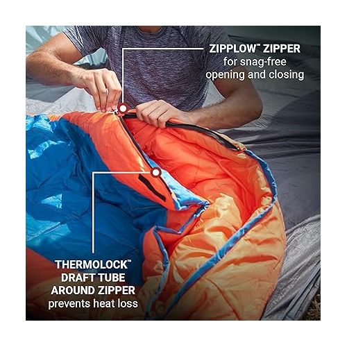 콜맨 Coleman Kompact Mummy Sleeping Bag, 25 Degrees Indoor/Outdoor Lightweight Sleeping Bag for Adults, Sleeping Bag for Camping, Hiking, Backpacking with Included Compression Sack, Spider Mum/Tiger Lily