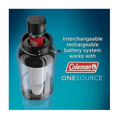 콜맨 Coleman OneSource Rechargeable LED Lantern, Water-Resistant Lantern with OneSource Batteries Shines up to 1000 Lumens, Rechargeable LED Lantern for Camping, Emergencies, & Home Usage