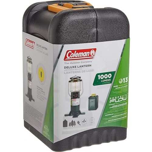 콜맨 Coleman 2-Mantle Propane Lantern with Carry Case, 1000 Lumens Gas Lantern with Pressure Control, Adjustable Brightness, Mantles & Carry Case Included; Great for Camping, Emergencies, & Power Outages