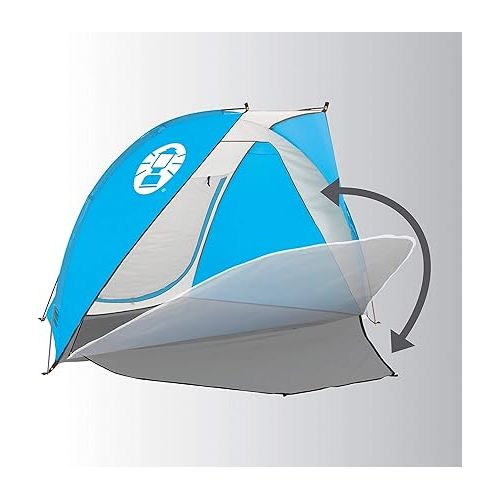 콜맨 Coleman Beach Shade Canopy Tent, Lightweight & Portable Beach Shade Sets Up in 5 Minutes, UPF 50+ Sun Protection Includes Sand Bags & Stakes to Withstand Wind, Great for Beach, Park, Yard, Picnics