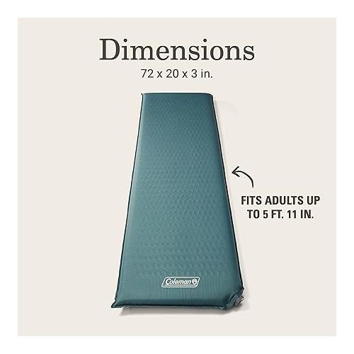 콜맨 Coleman Silver Springs Self-Inflating Camping Sleep Pad?, Lightweight Camp Pad with Insulated Foam and Durable Coating, Comfortable Sleeping Pad with Easy Inflation