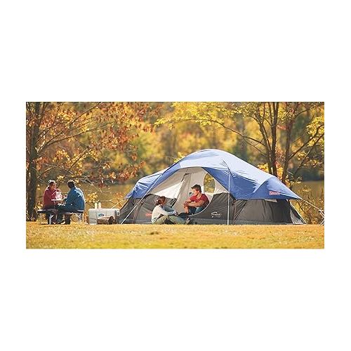 콜맨 Coleman Red Canyon 8-Person Camping Tent, Weatherproof Family Tent Includes Room Dividers, Rainfly, Adjustable Ventilation, Storage Pockets, Carry Bag, & Quick Setup