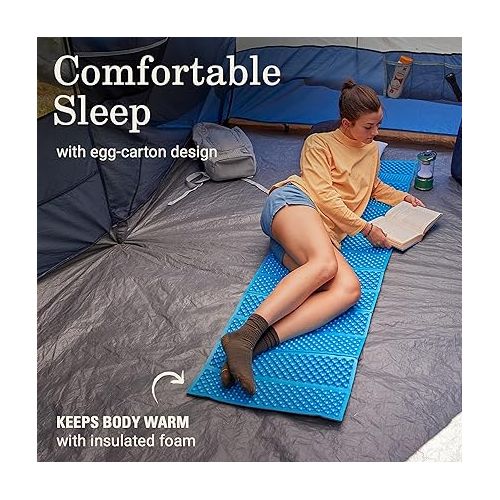 콜맨 Coleman River Rest Lightweight Folding Foam Camping Sleeping Pad, 73 x 23 x 0.6 Inches, Comfortable Egg Carton Design, Insulated for Extra Warmth