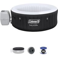 Bestway Coleman Miami AirJet Large Round 2 to 4 Person Inflatable Hot Tub Portable Outdoor Spa with 120 AirJets and EnergySense Cover, Black