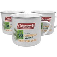 Coleman Scented Outdoor Citronella Candle in Tin Mug, Pine Scented Rustic Outdoor Camping Candle (Pack of 3)