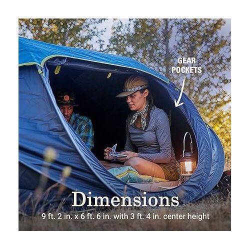 콜맨 Coleman Pop-Up Camping Tent with Dark Room Technology, 2/4 Person Tent Sets Up in 10 Seconds & Blocks 90% of Sunlight, Includes Pre-Assembled Poles, Adjustable Rainfly, & Taped Floor Seams